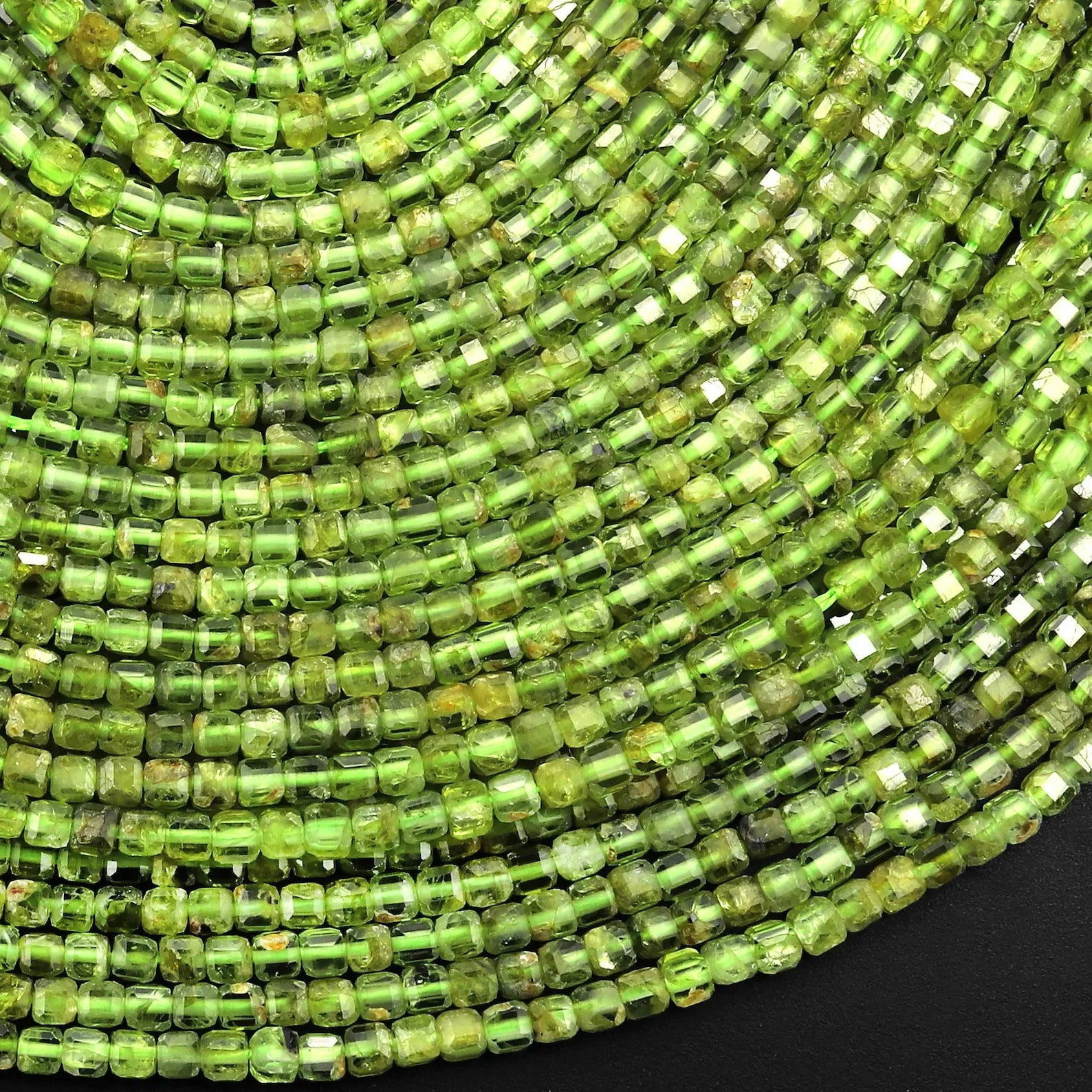 Great Gems Natural Green Peridot Micro Faceted 2mm Gemstone Ball Round Unisex Beads 15.5" Strand for Anniversary Wedding Casual