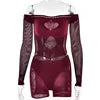 2025 Off Shoulder Hollow Out Playsuits Women Sexy See Through Long Sleeve High Stretch Party Clubwear Female Slim Skinny Romper