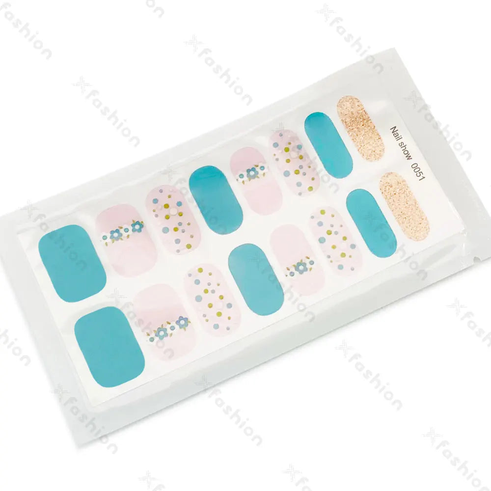 Hot Sale 16 Tips Solid Color Semi-Cured Gel Nail Stickers UV Light Durable Waterproof Long-Lasting Gel Nail Stickers Wholesale