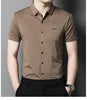 Liu Ming Summer Fashion Casual Men's Tops Shirts Single Breasted Solid Color Short Sleeve With Turn-Down Collar