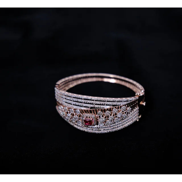 Trendy Luxury Oval Cut Filled Diamond Bracelet Ladies 9K Rose Gold HI Diamonds SI Clarity 4.91 CT IGI Certified Rhodium