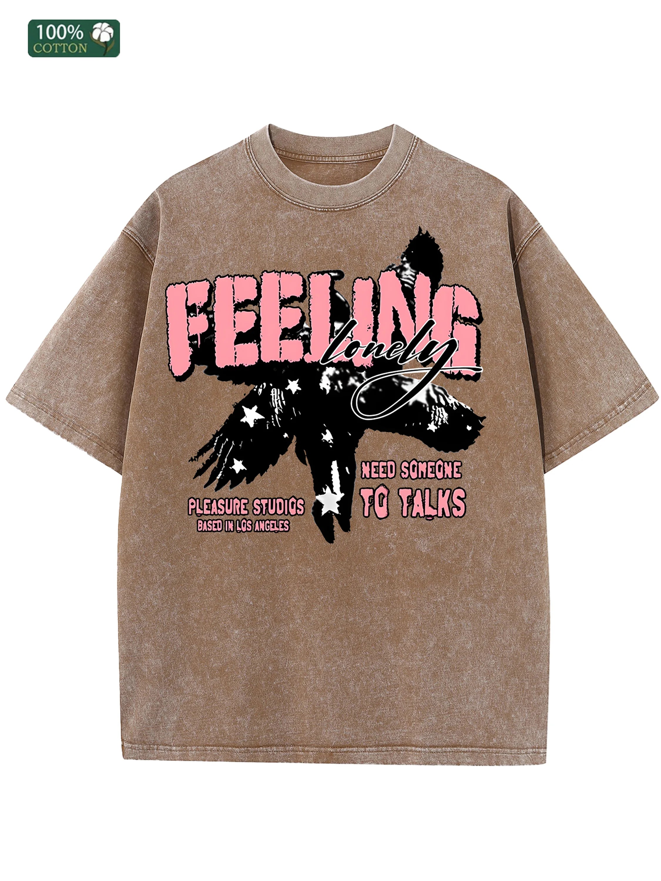 American Casual US Stock Men's Cotton Washed T Shirt Festival Gift Fashion Trend