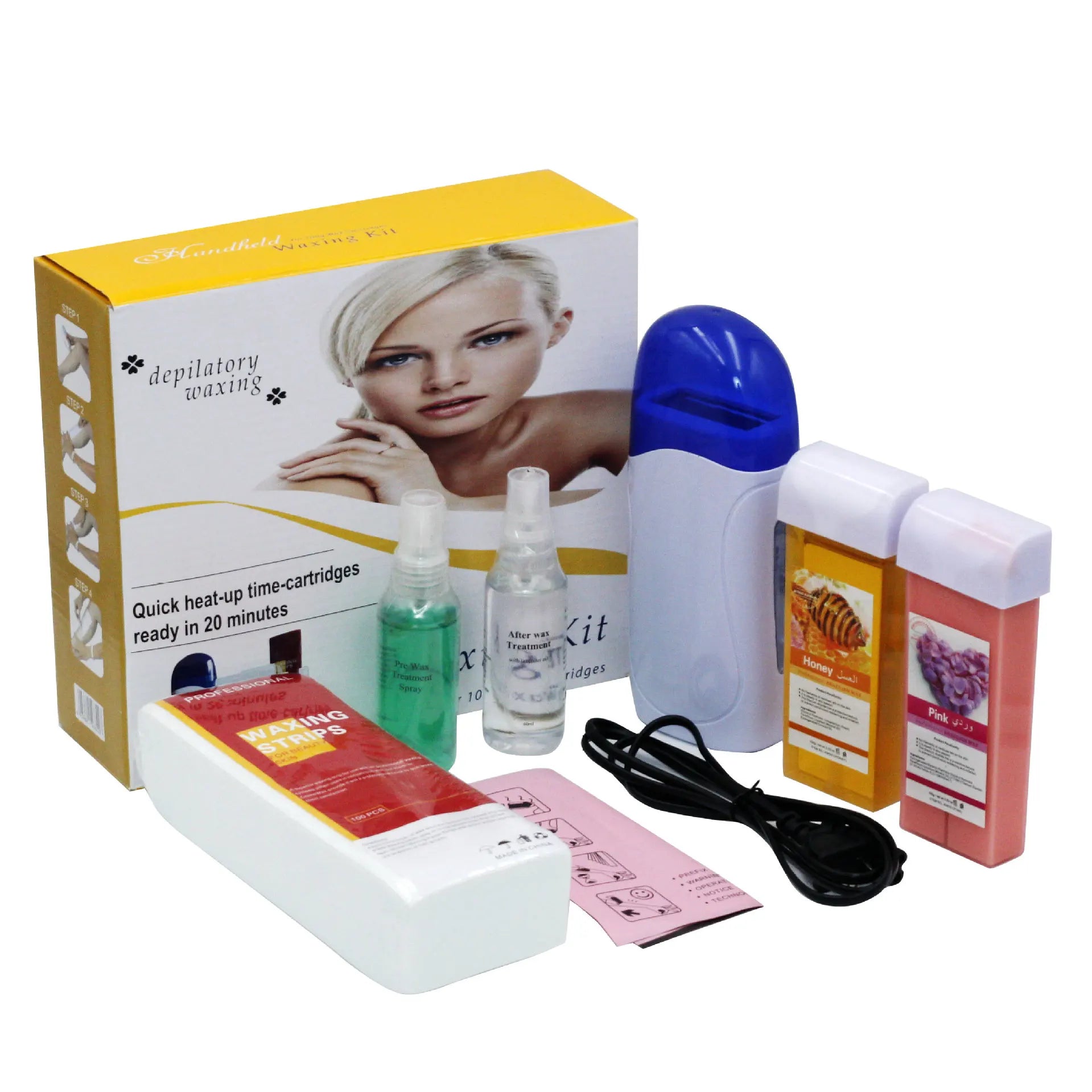 Home Personal Use Painless Hair Removal Easy Waxing Roll on Wax Melt Warmer Kit 6 in 1