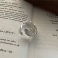 100% Real 925 Sterling Silver Geometric Open Adjustable Feather Finger Rings for Women Fine Jewelry