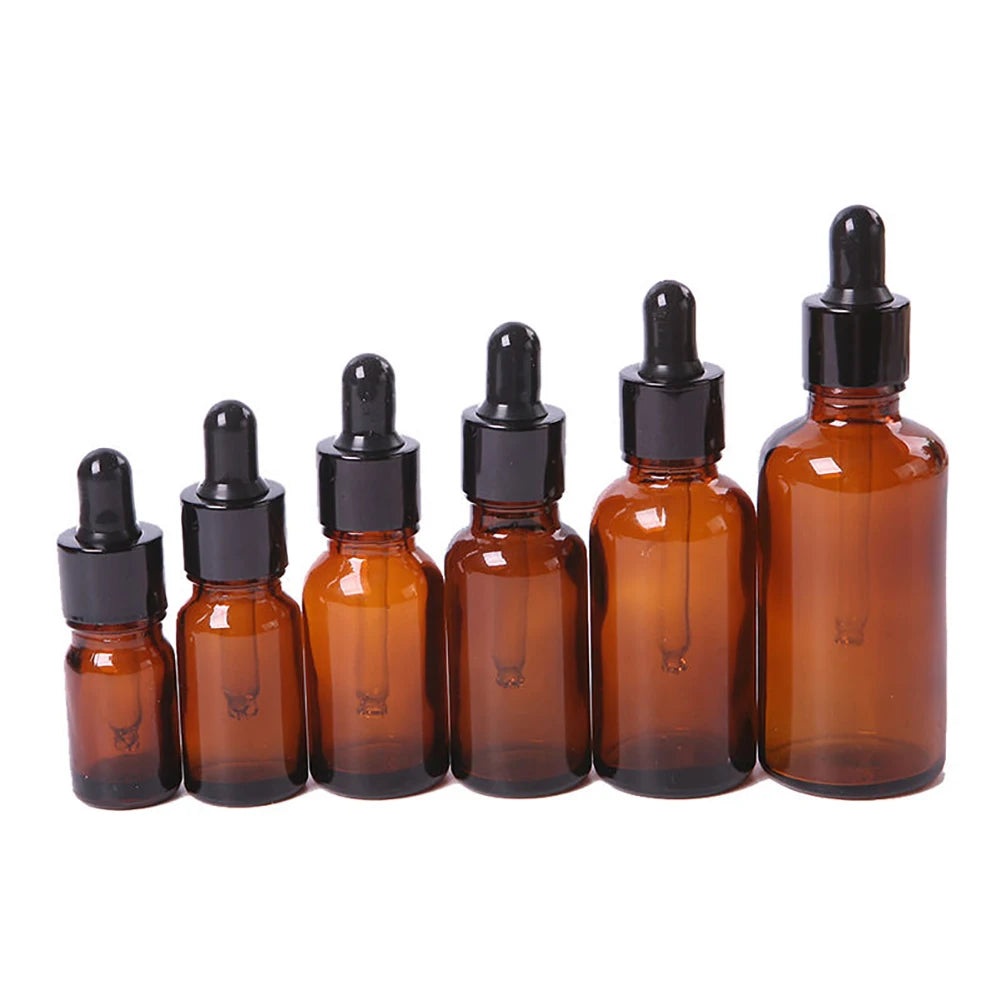 Empty Dropper Bottle Amber essential oil Glass Aromatherapy Liquid Brown 5-50ml Drop for massage Bottles Refillable