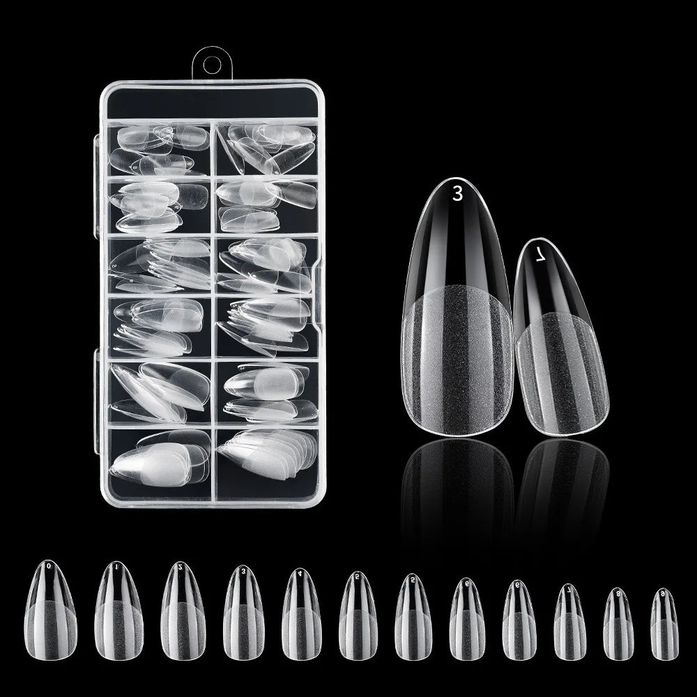 120PCS Acrylic Short False Tips Nail Transparent Frosted Square Oval Almond Ballet Wearable Matte High Toughness Manicure Tip