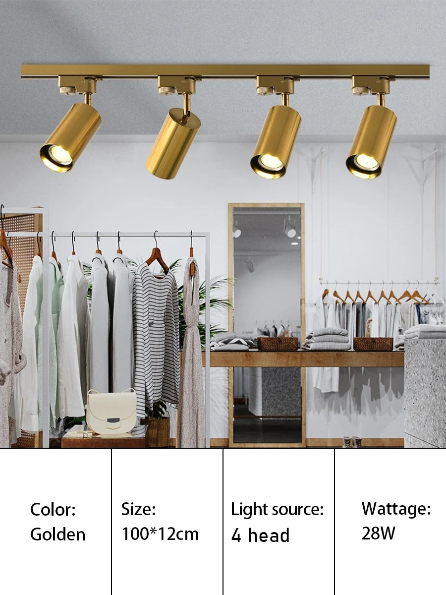 LED Track Light GU10 Aluminum Ceiling Light Modern Golden Tracking Lighting Fixture Clothing Shop Spotlights