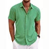 Men's Casual Button Down Shirt Short Sleeve Anti-Pilling Yarn Dyed for Beach Summer Wedding Knitted Weaving Method