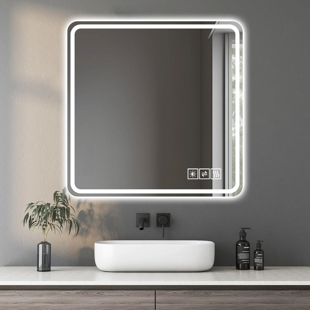 [US Stock] 36*36 Inch LED Bathroom Mirror With Anti-Explosion Glass Anti-Fog Features & Tri-Color Changing Accept Dropshipping