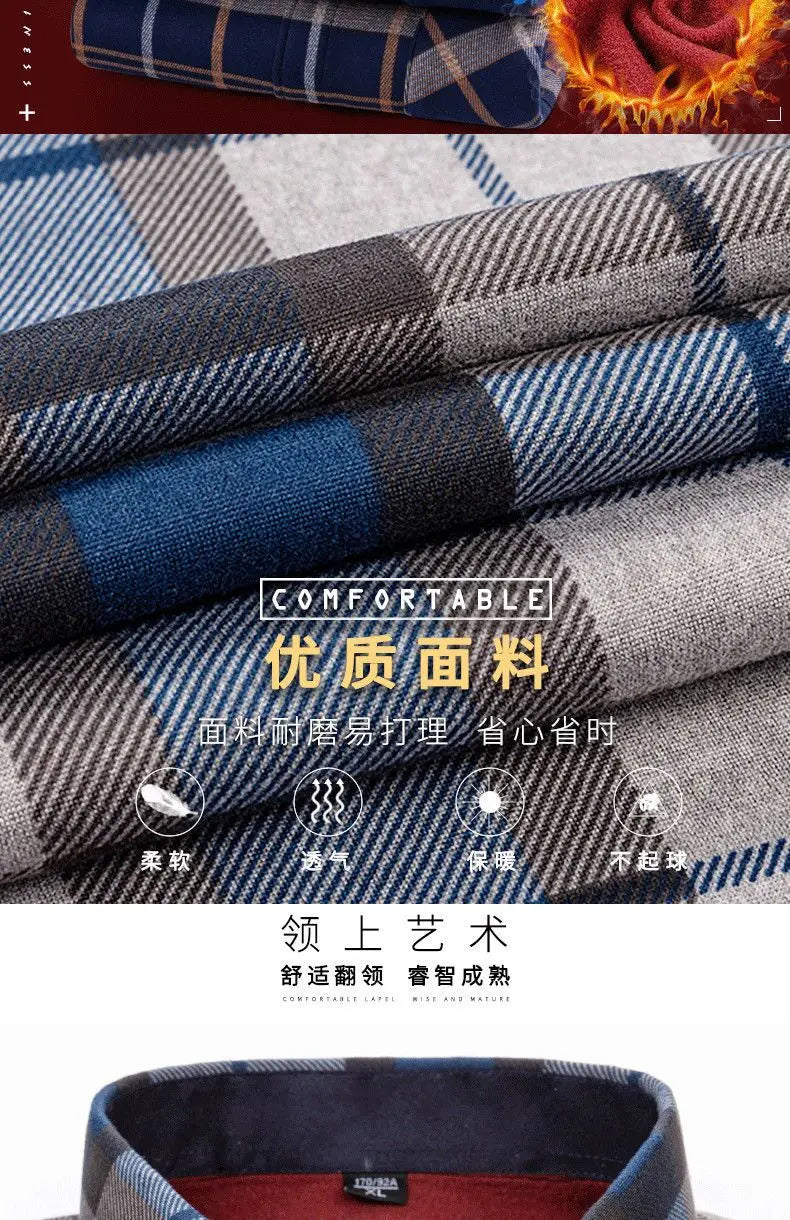 2026 winter Men's fashion smart casual striped long Sleeve Shirts,autumn men thicken Shirt Slim Fit Shirt Male full size M-4XL
