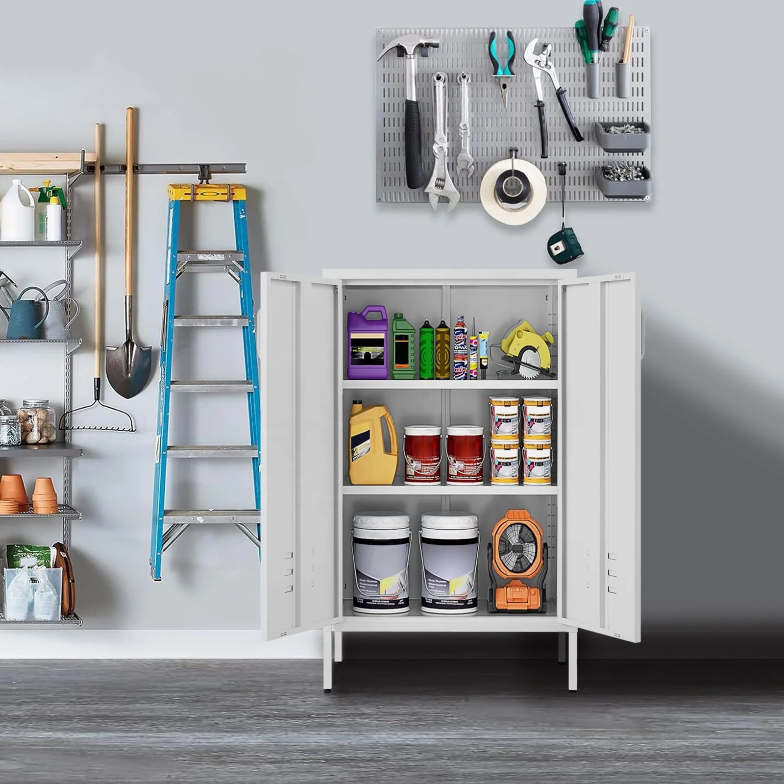 Hot Selling Home High Foot Metal Bookcase Single 2 Doors Cabinet Steel Storage Cabinet