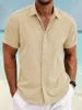 2026 Summer European and American Tie-Dyed Young Casual Linen Short-Sleeved Shirt
