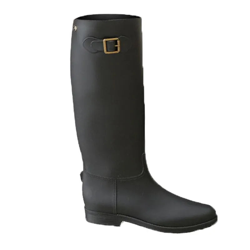 Fashion New Autumn and Winter Lady Rain Boots High Tube Women's Warm Water Shoes Waterproof Rubber Shoes New Frosted Rain Boots