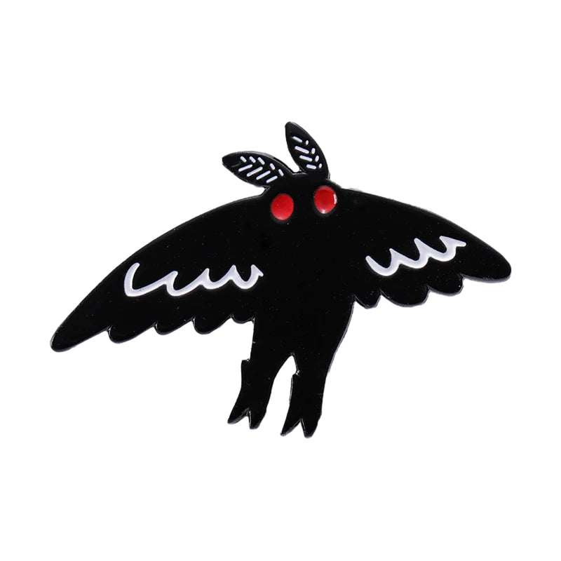 Punk Halloween Mothman Enamel Pin Brooch Lapel Badges Animals Moth Jewelry Gifts Women Girl Anime Custom Black Bird Accessories
