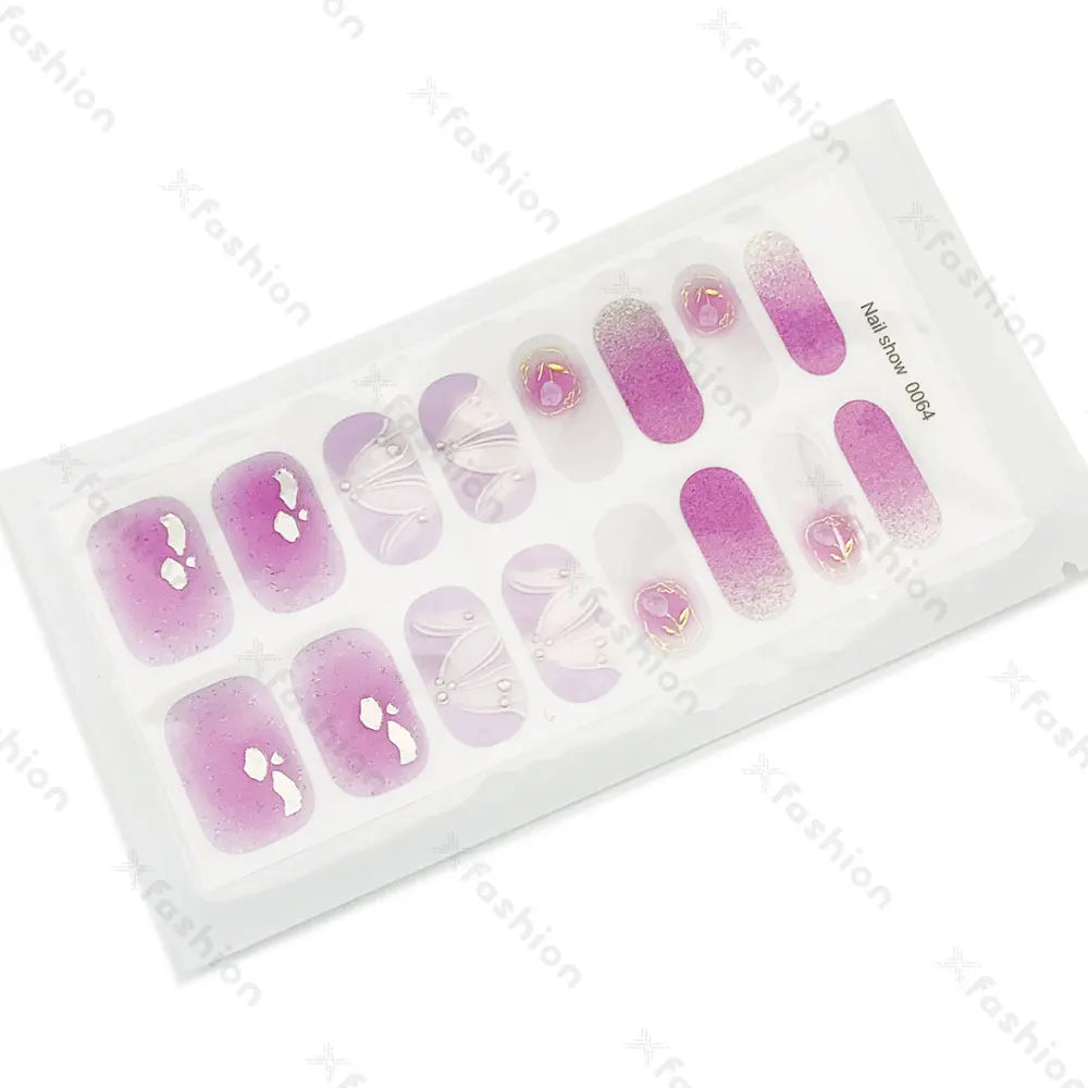 Hot Sale 16 Tips Solid Color Semi-Cured Gel Nail Stickers UV Light Durable Waterproof Long-Lasting Gel Nail Stickers Wholesale