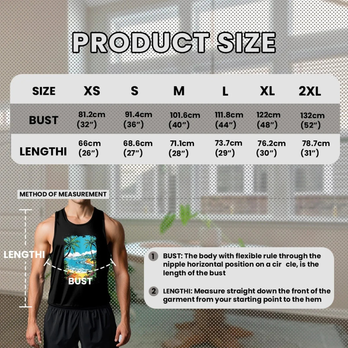 Made in USA Free Shipping MOQ1 Beach Palm Tree Element Men's Casual Vest Underlay Sleeveless Tee Gym Stretch Muscle-Showing Vest