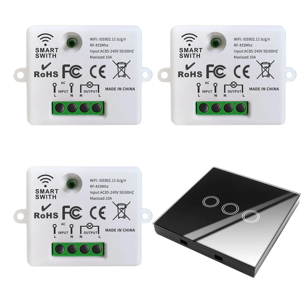 Mini WiFi Light Switch Timer Wall panel switch RF 220V Controller Tuya Smart Life APP Control Work With Alexa for Home Appliance