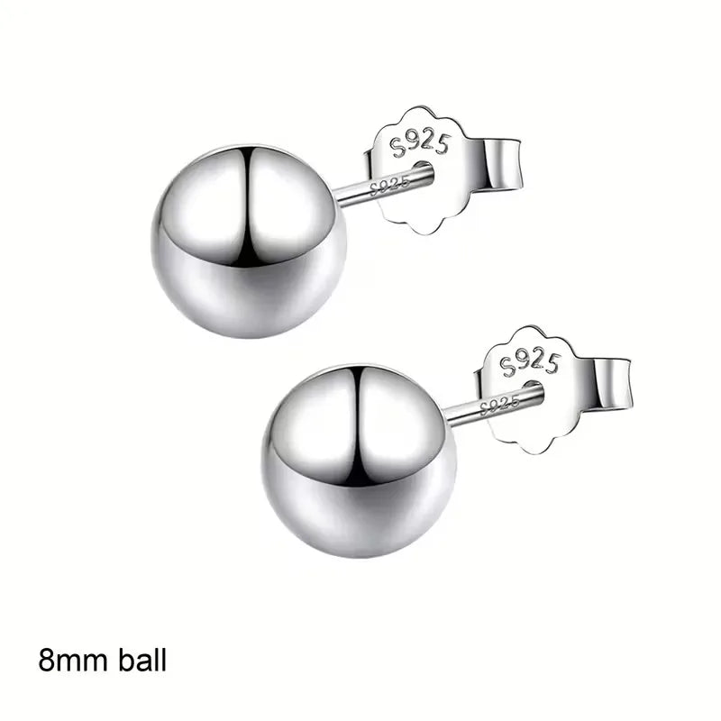 Lanshang Fine Stud Earrings 925 Sterling Silver Gold Plated Jewelry  for Women Men Tiny Ball Earrings
