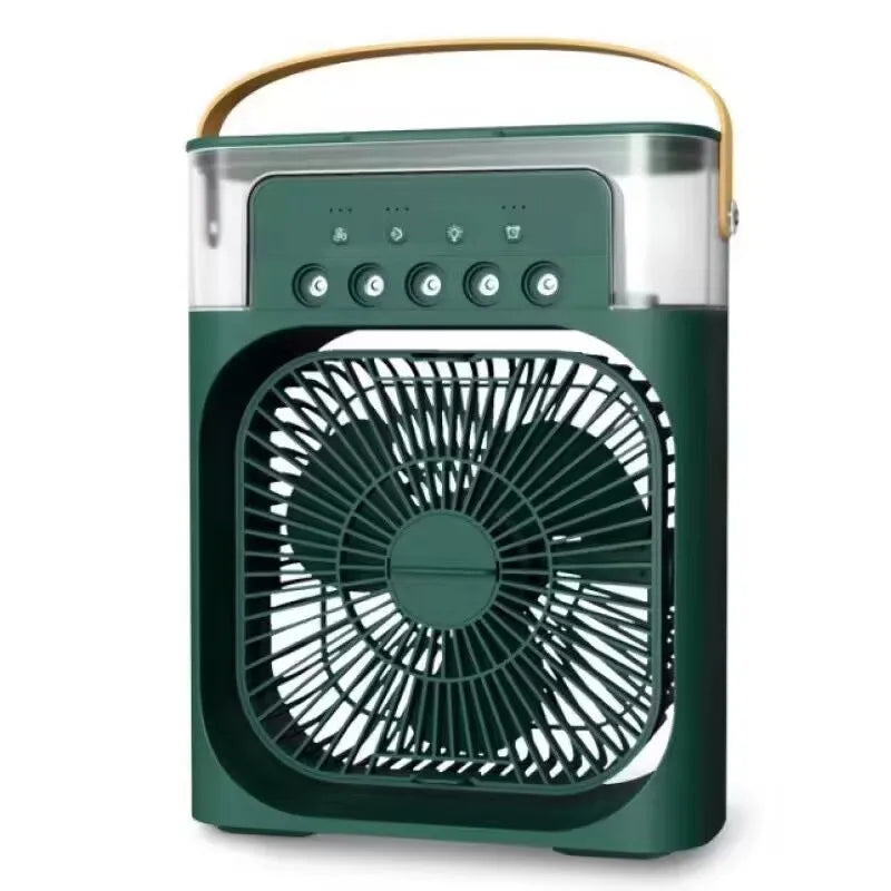 5 Holes Mist Humidifier Fan 3-Speed Adjustable 180 Wide-Angle Swing Timer LED Light Portable USB Rechargeable 1L Waterproof