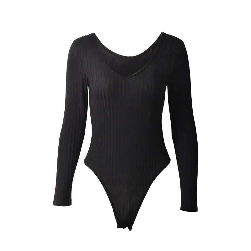 Women's Sexy Bodycon Jumpsuit Bodysuit Ladies V-Neck Romper Tops Knitted Nylon with Winter Print Pattern Plus Size