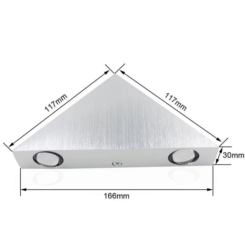 Indoor LED Lighting Aluminium 3W Wall Lamp Brushed Silver Triangle Shape Modern Bedroom Beside Light for Home Decor AC110V 220V