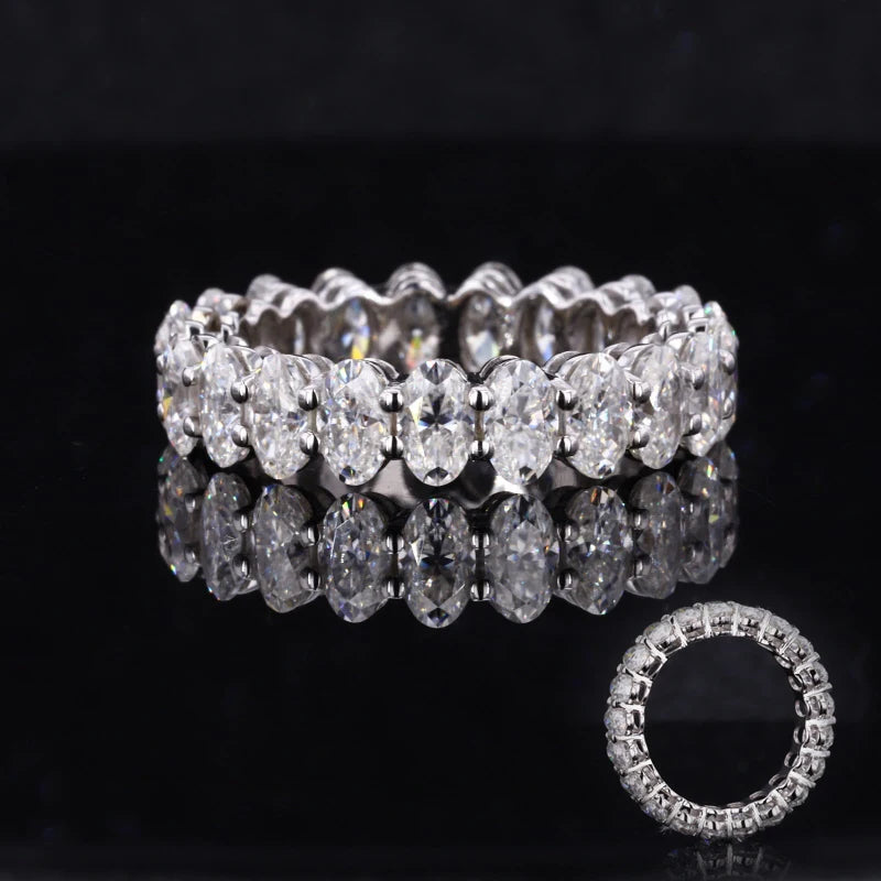 Starsgem Moissanite Y Diamante Anillo comfort Fit Band Rings Stargem Full Eternity Oval Moissanite Eternity Band