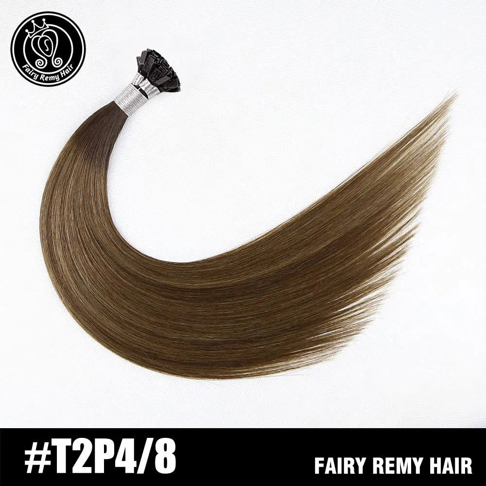 Fairy Remy Hair 20-22" Remy Keratin Flat Tip Human Hair Extensions Straight Capsules Natural Pre Bonded Hair 0.8g/Strand