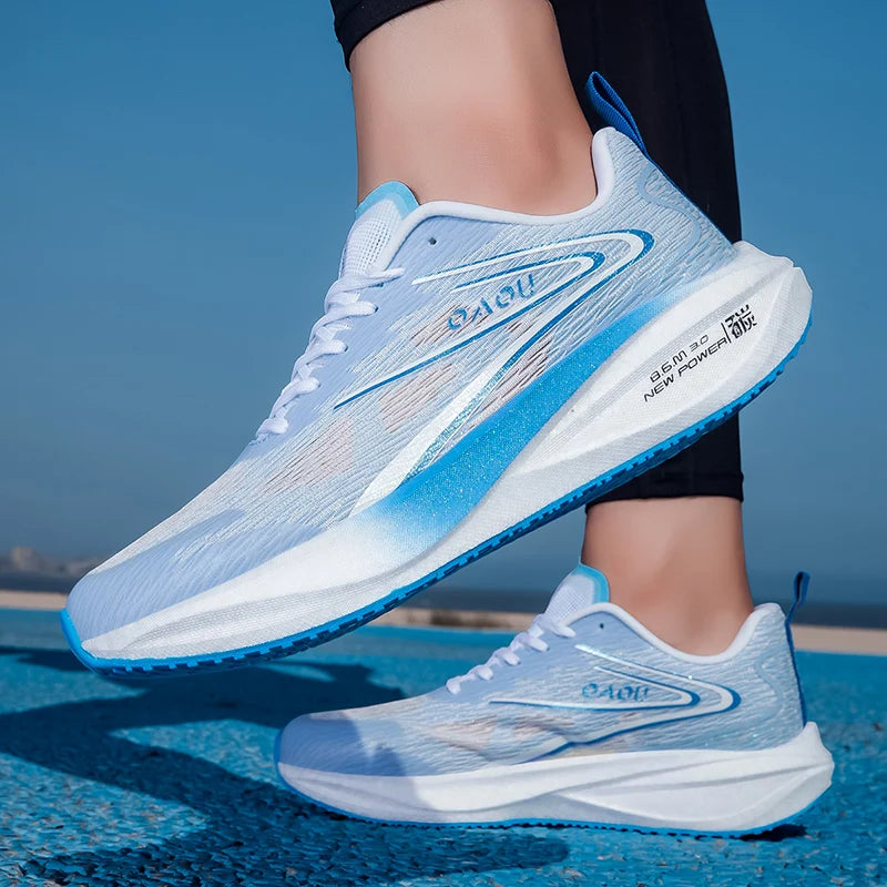 Men's Lightweight Road Running Sneakers Low-Top Track Trail Athletic Shoes Breathable Air Mesh EVA Minimal Design for Stretch