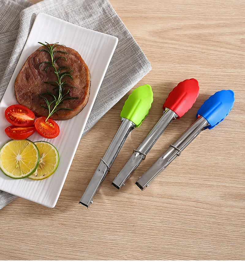 Stainless Steel Silicone Food Tong  Kitchen Tongs Silicone Non-slip Cooking Clip Clamp BBQ Salad Tools Grill Kitchen Accessories