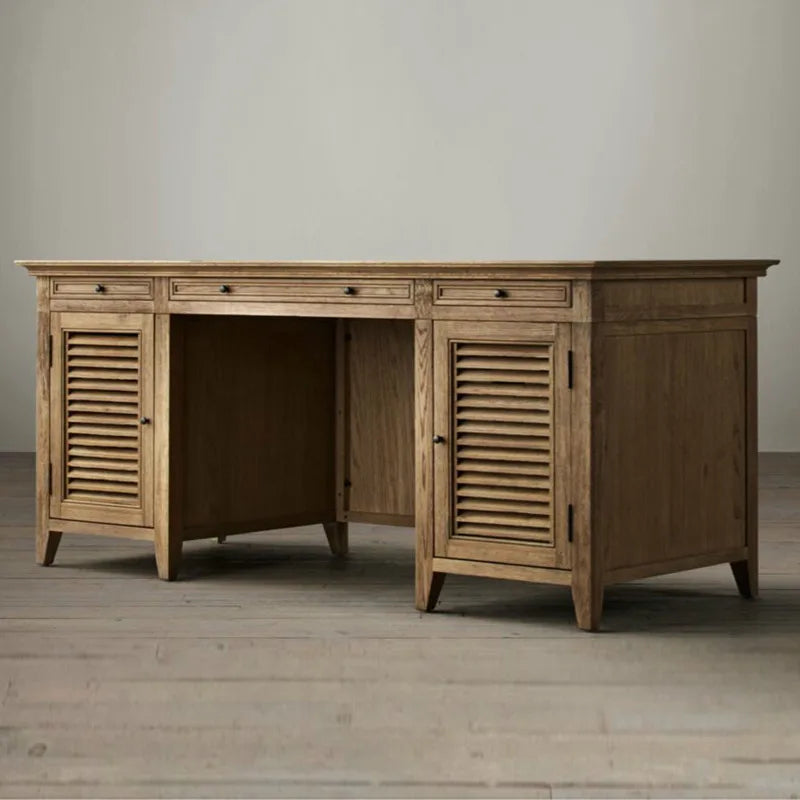 American Country Vintage Oak Computer Desk Solid Wood Home Children Study Table Drawer Storage Customizable Computer Desks