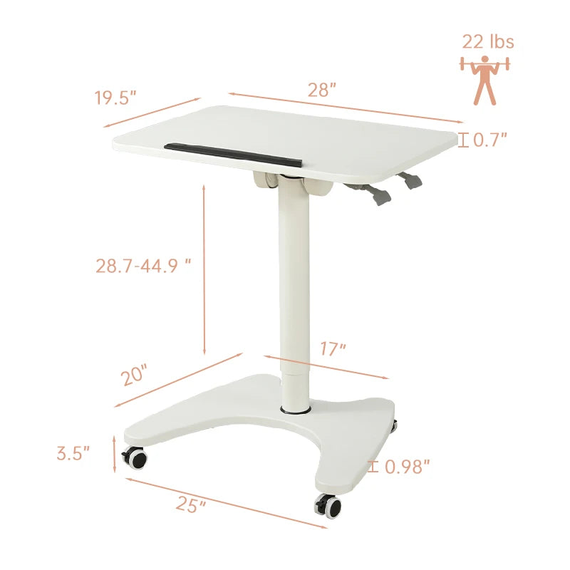 Ada Pneumatic Height Adjustable Gas Lift 0-90 Flip Angle Tiltable Bedside Office Work Movable Standing Desk