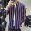 10%OFF M-5XL Korean Version of the New Four Seasons Shirt Youth Men's Business Casual Striped Lapel All-match Top Shirt