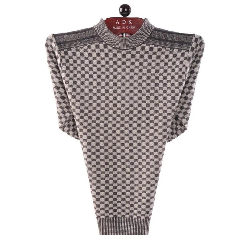 Autumn Winter Men's Warm Sweater Casual O-Neck Thick Cashmere Turtleneck Pullover Men Classic Plaid Sweaters Knitwear Clothing