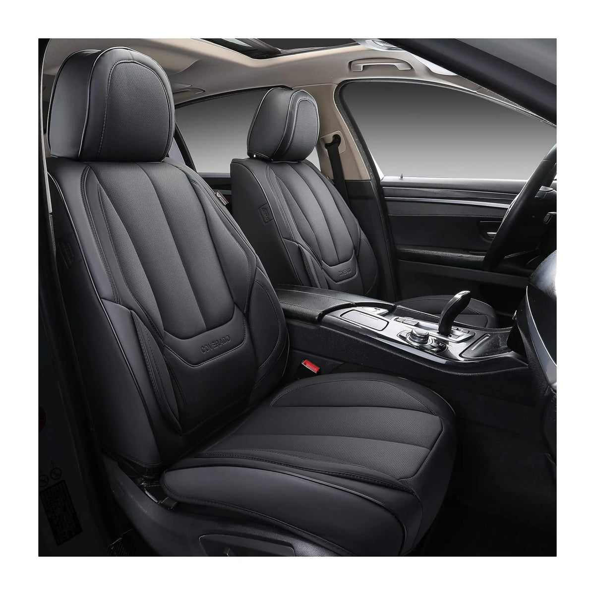 Nappa Leather Cover Breathable Four Season Universal Waterproof Durable Coffee Universal Car Seat Cover Full Set