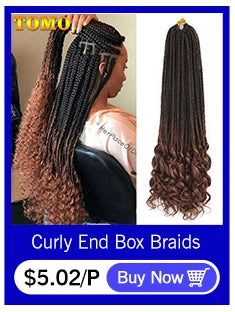 TOMO Synthetic Crochet Hair Box Braids 22Roots Colored Braiding Hair Extensions 24Inch Rainbow Ombre Crochet Braids Pink Red