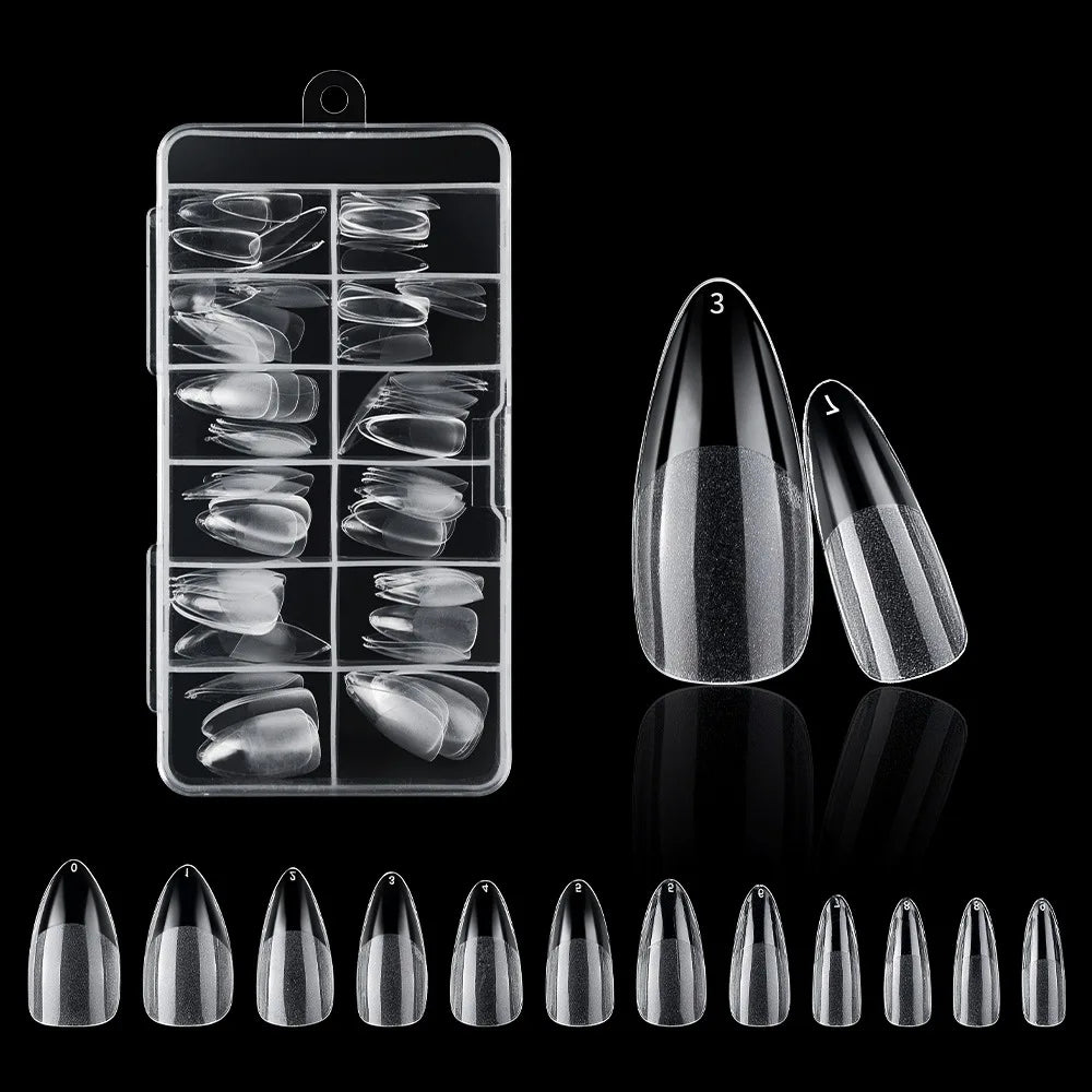 120PCS Acrylic Short False Tips Nail Transparent Frosted Square Oval Almond Ballet Wearable Matte High Toughness Manicure Tip