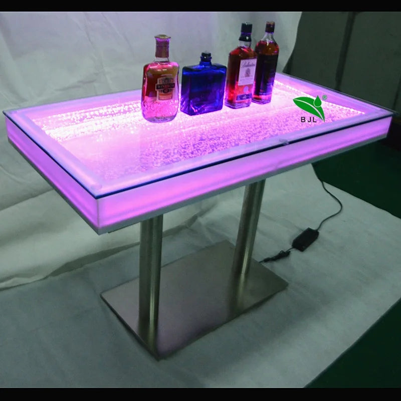 Hot Sale Modern Night Club Furniture Glass Tabletop Led bar Counter Table