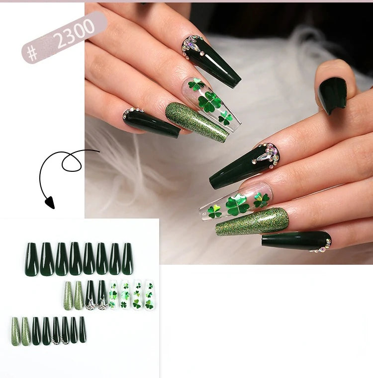 Dropshipping 24 Pcs French Style Romantic Art Acrylic Press on Nails Artificial Fingernails Candy False Nails Dating  Party 2792