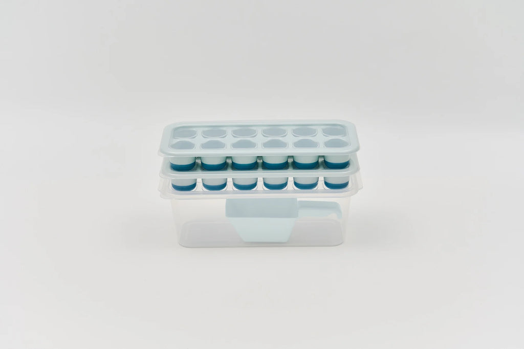 SB TECH New Single Piece Package Rectangle Polypropylene Blue 12-Cube Ice Tray Lid Container-Freezer Proof -60F 45F Heat