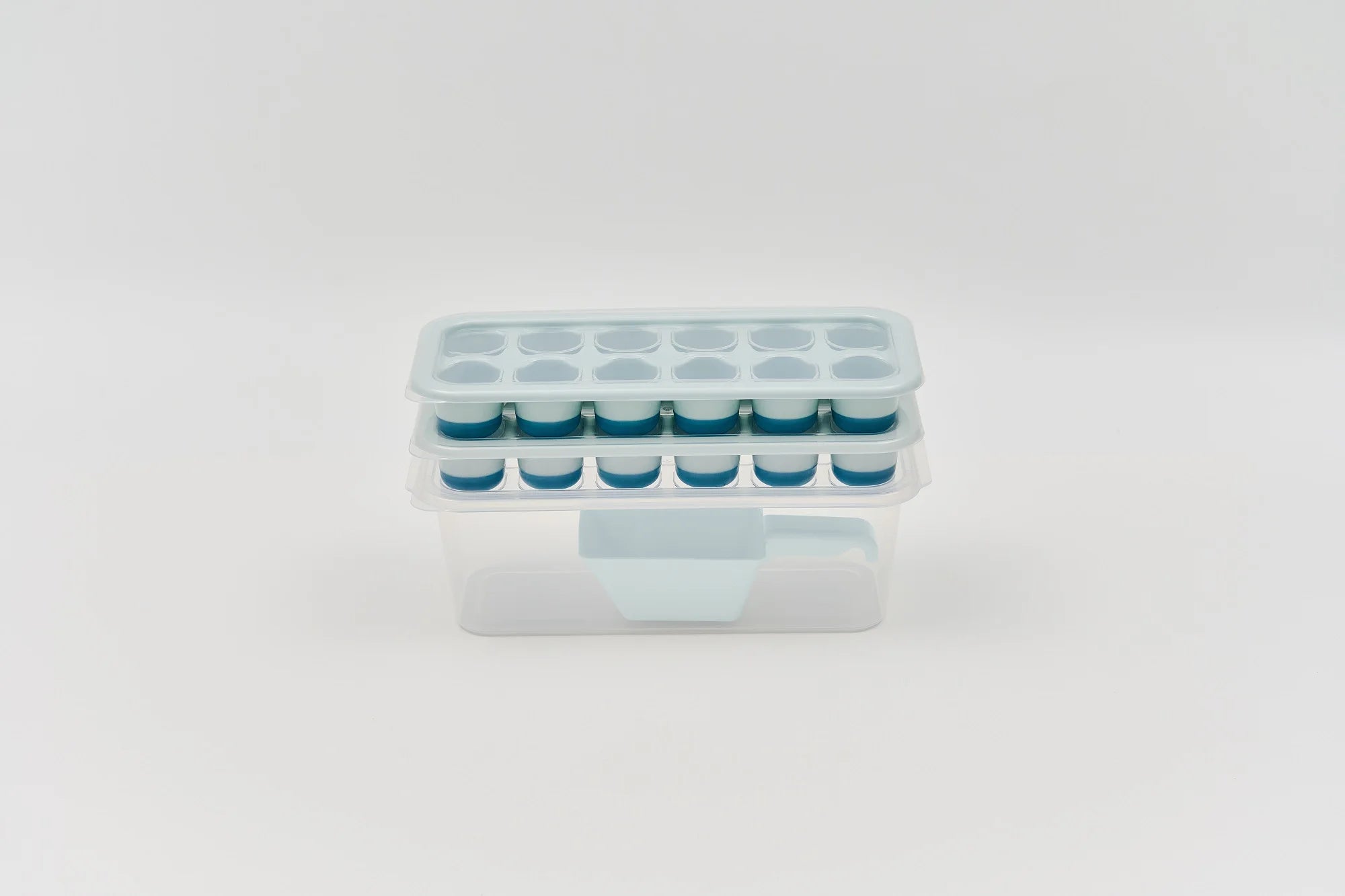 SB TECH New Single Piece Package Rectangle Polypropylene Blue 12-Cube Ice Tray Lid Container-Freezer Proof -60F 45F Heat