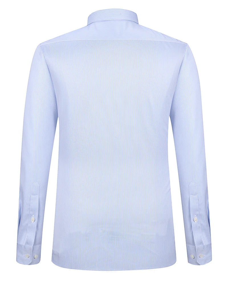 Men's Classic Long Sleeve Striped Dress Shirt Non Iron Regular Formal Business Social Button-up Easy Care Luxury Cotton Shirts