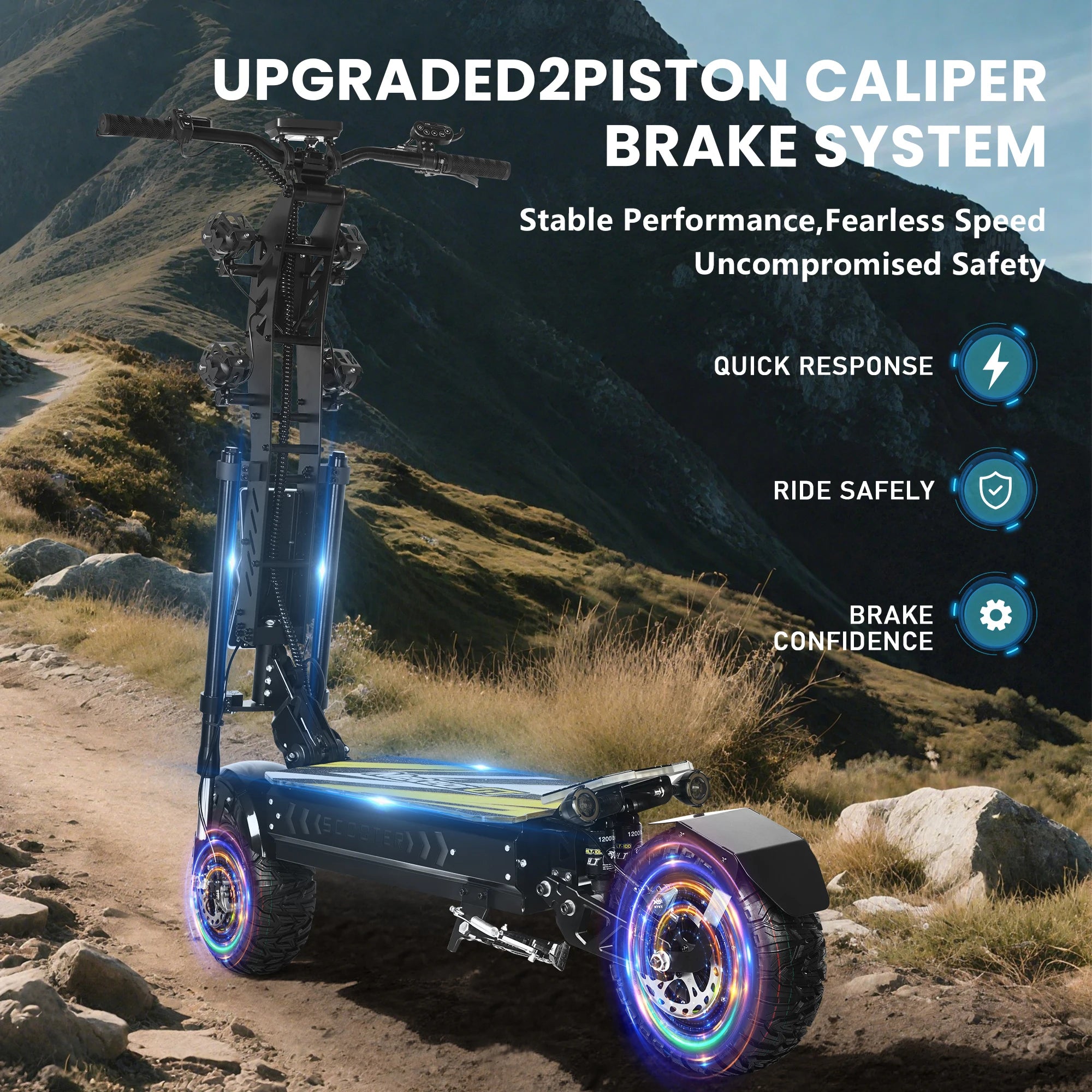US EU Stock Scooter for Adults 5000W72V Dual Motor Removable Battery 13"Off-Road Tires 65 Mile Range Folding A7max Monopattino E