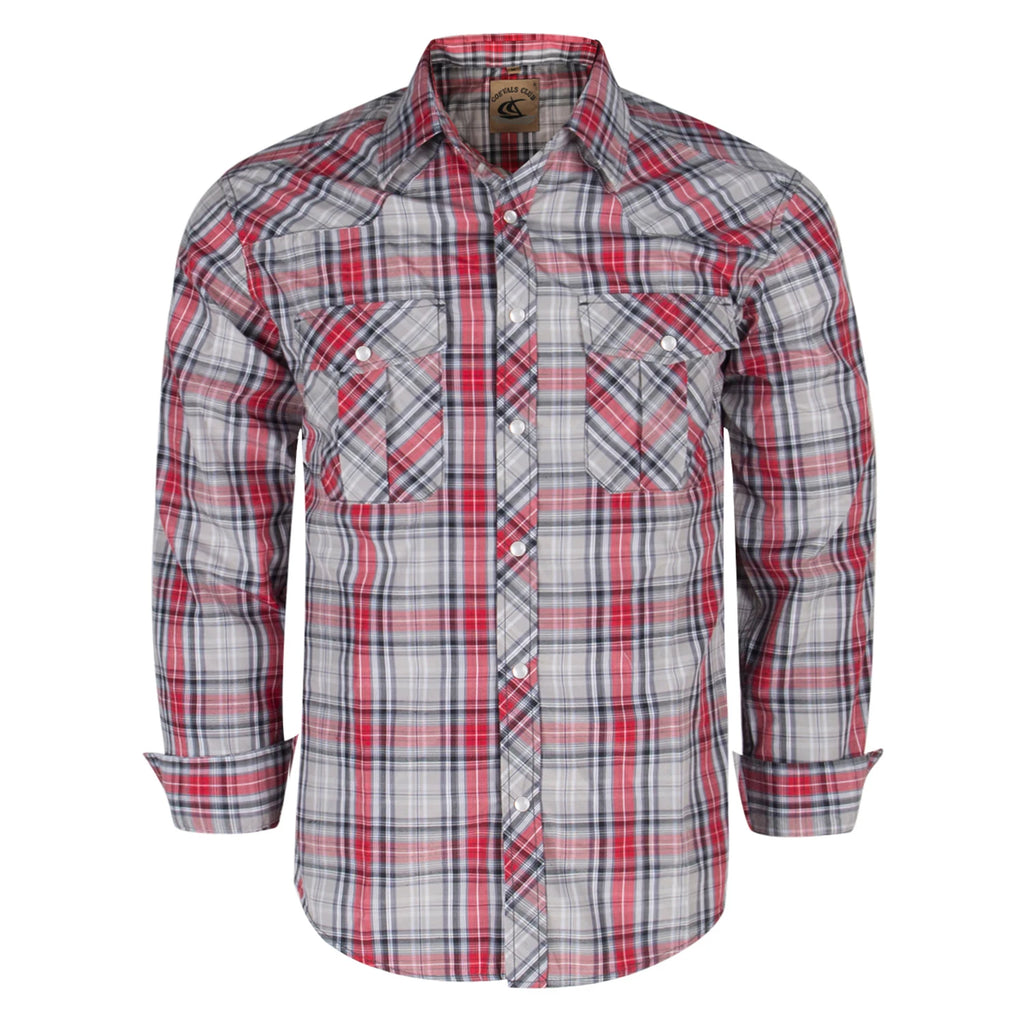 Men's Western Cowboy Long Sleeve Pearl Snap Casual Plaid Work Shirts