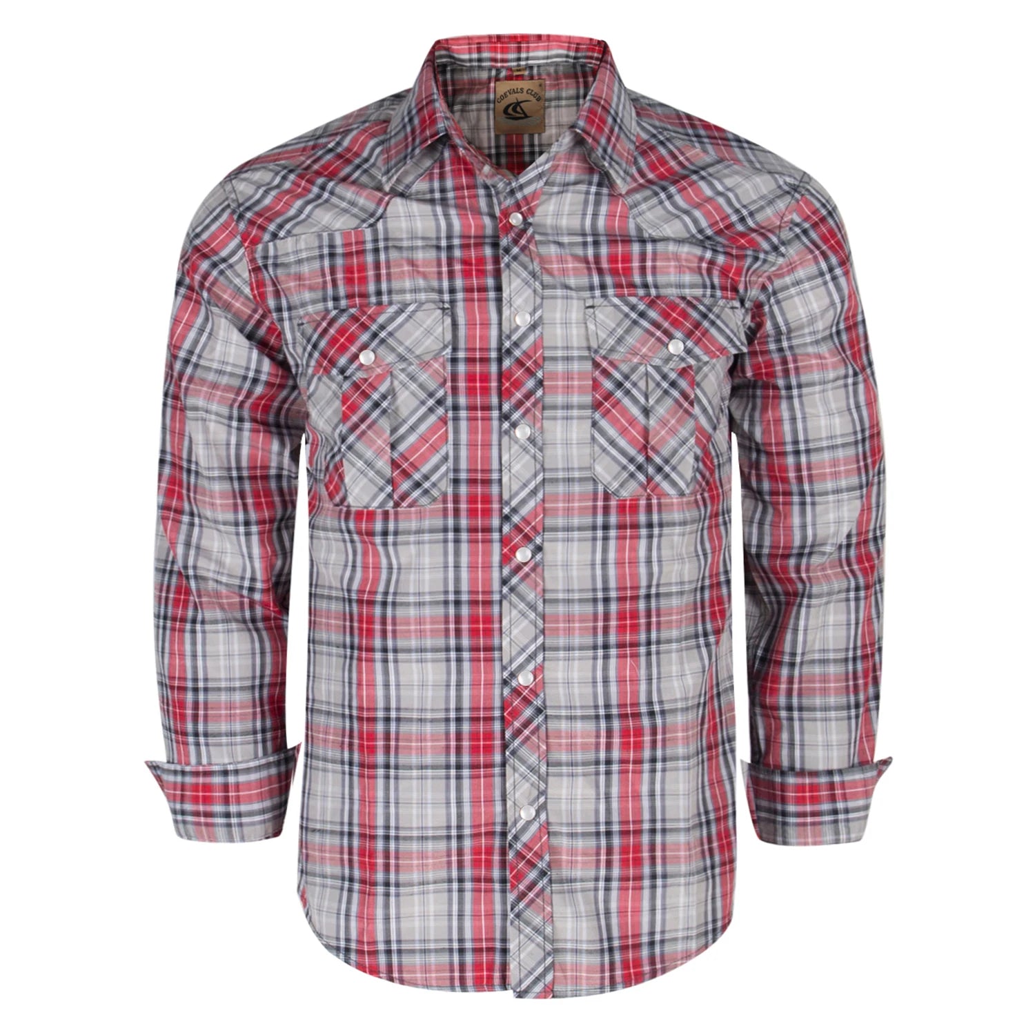 Men's Western Cowboy Long Sleeve Pearl Snap Casual Plaid Work Shirts