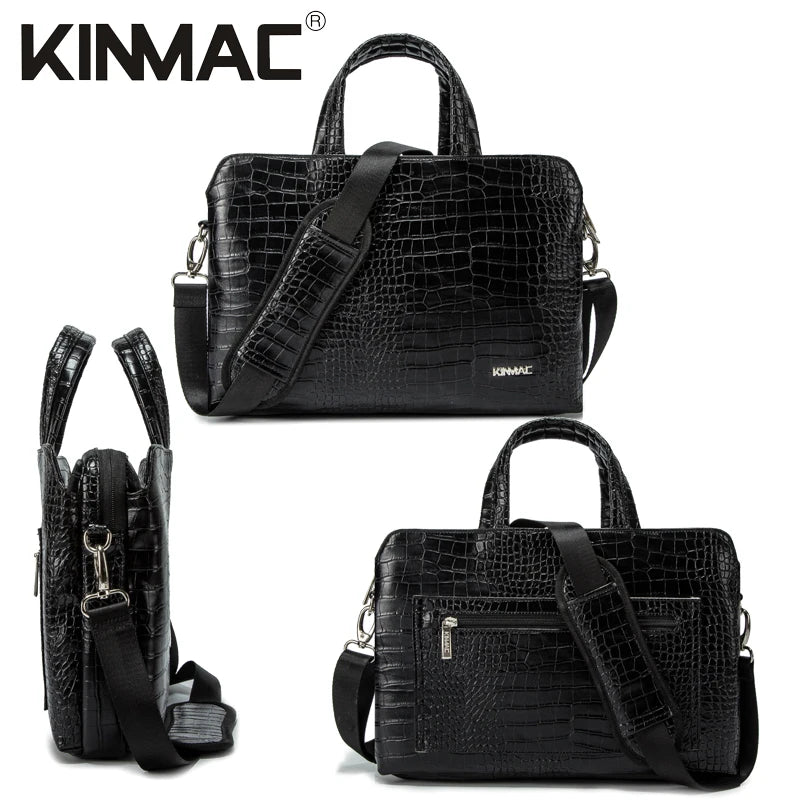 Luxury Crocodile Embossed Business Laptop Bag for 13-15.6 Inch, Executive Leather Briefcase - Top Laptops and Accessories