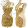Custom Gold Crystal Rhinestone Applique Tailor Handmade Sewing Accessories for Wedding Gown WDP-516