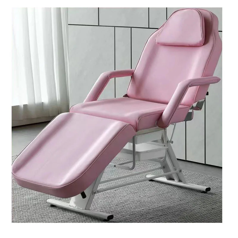 Beautiful Modern Metal Solid Adjustable Head Cosmetic Facial Bed with High-Density Sponge for Salon Beauty Care