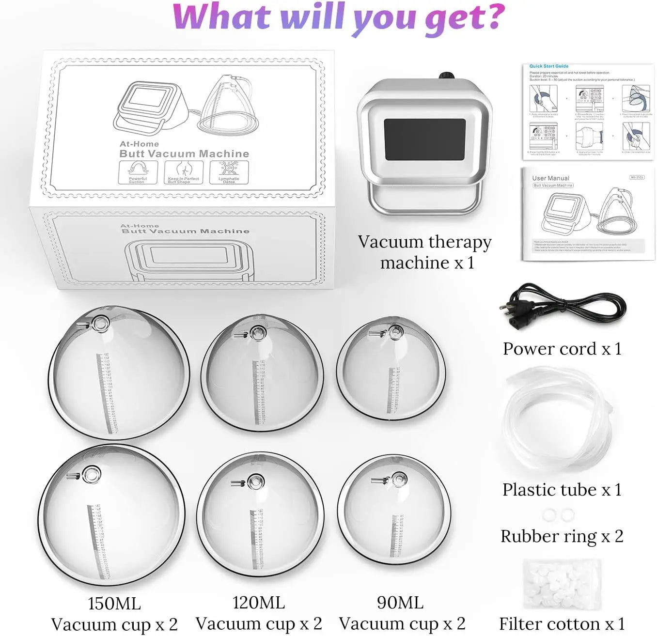 USA Stock Vacuum Buttocks Lifting Enlargement Butt Suction Butt Lift Cup Vacuum Therapy Machine