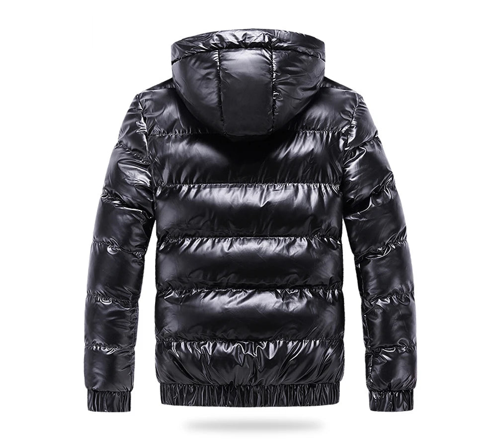 Autumn Men's Coat Windbreaker Fashion Male Cotton Warm Parka Shiny Down Hood Casual Outerwear Thermal Black Bomber Jackets Men
