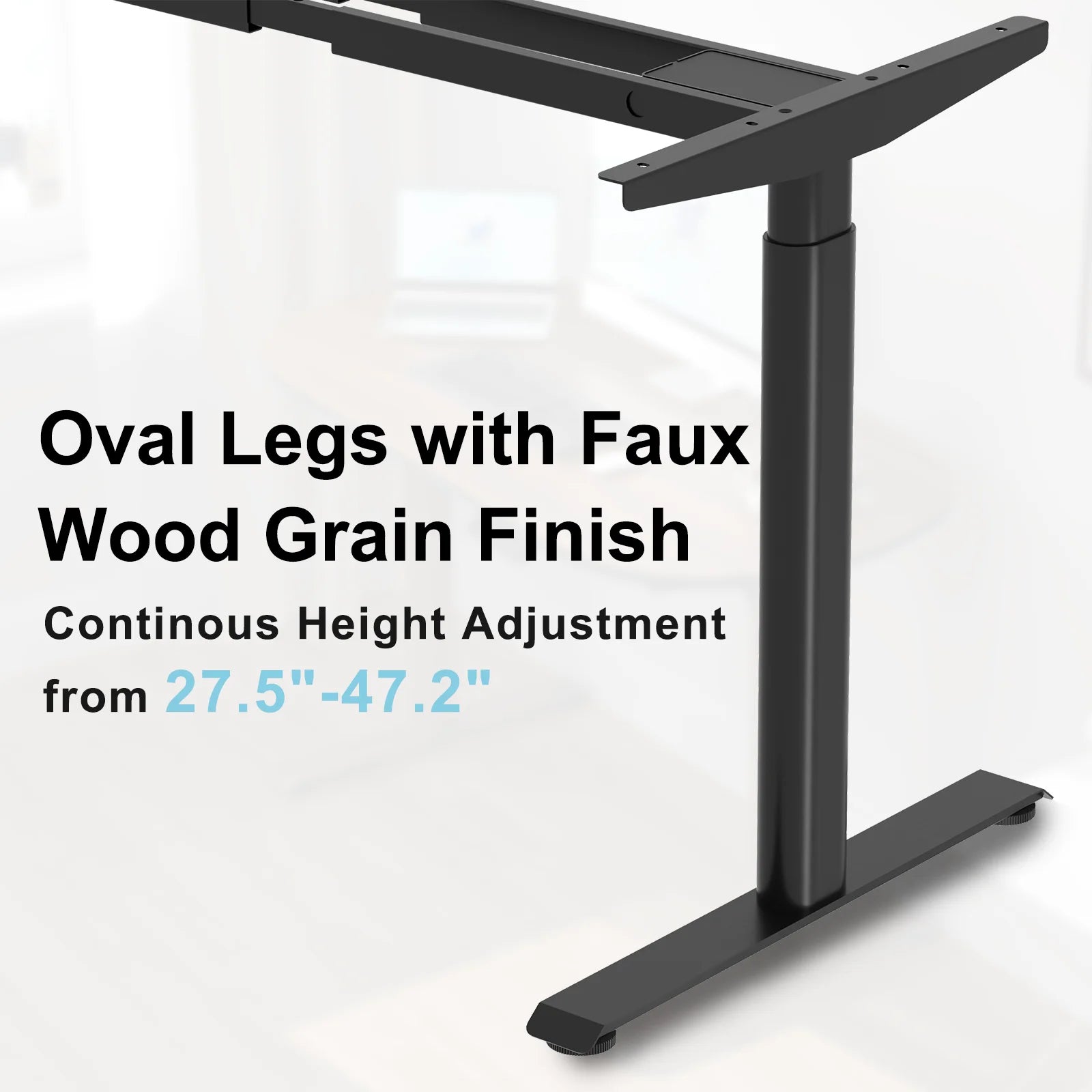 Dual Motor Standing Desk Frame with Oval Legs, Sturdy Adjustable Height Legs for Home Office Workstation (Black)